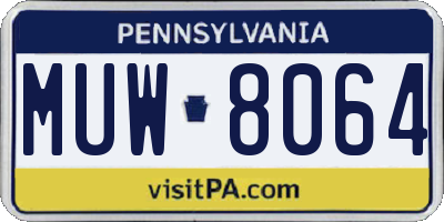 PA license plate MUW8064