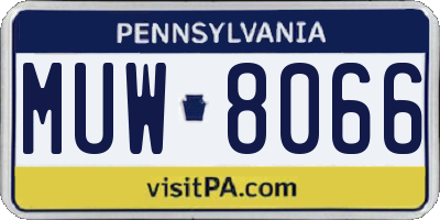 PA license plate MUW8066