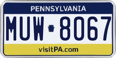 PA license plate MUW8067