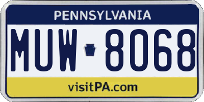 PA license plate MUW8068