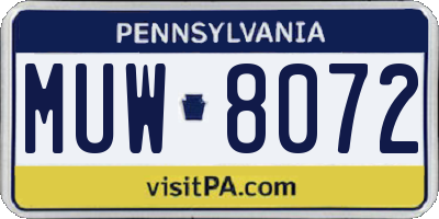 PA license plate MUW8072