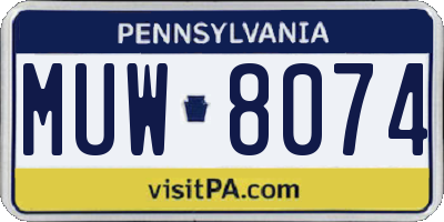 PA license plate MUW8074