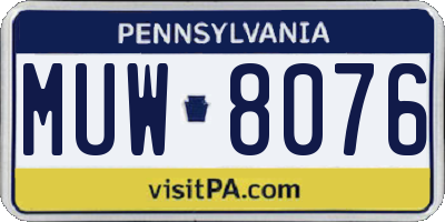 PA license plate MUW8076