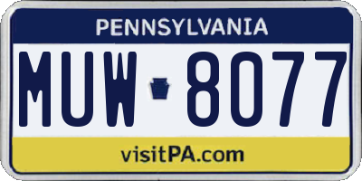PA license plate MUW8077