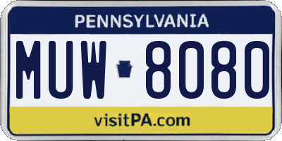 PA license plate MUW8080