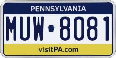 PA license plate MUW8081