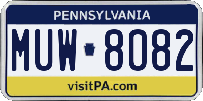 PA license plate MUW8082