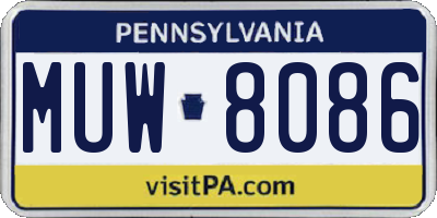 PA license plate MUW8086