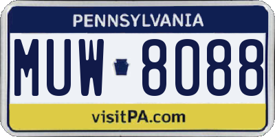 PA license plate MUW8088