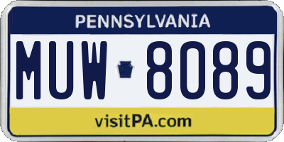 PA license plate MUW8089