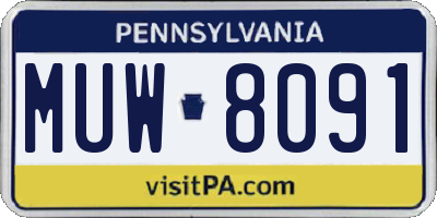 PA license plate MUW8091