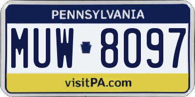 PA license plate MUW8097