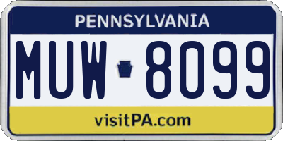 PA license plate MUW8099