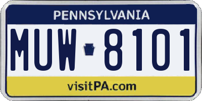 PA license plate MUW8101