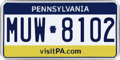 PA license plate MUW8102