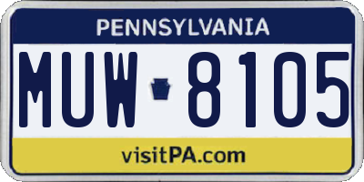 PA license plate MUW8105