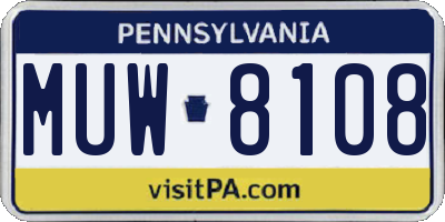 PA license plate MUW8108