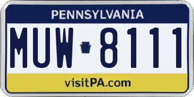 PA license plate MUW8111