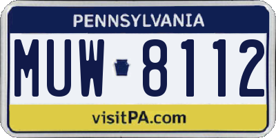 PA license plate MUW8112