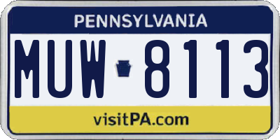 PA license plate MUW8113