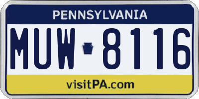 PA license plate MUW8116