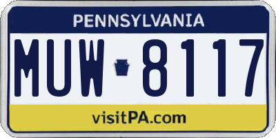 PA license plate MUW8117
