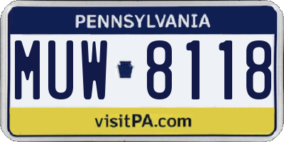 PA license plate MUW8118