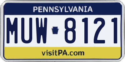 PA license plate MUW8121
