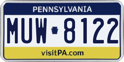 PA license plate MUW8122