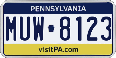 PA license plate MUW8123