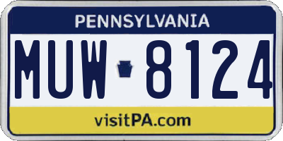PA license plate MUW8124
