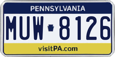 PA license plate MUW8126