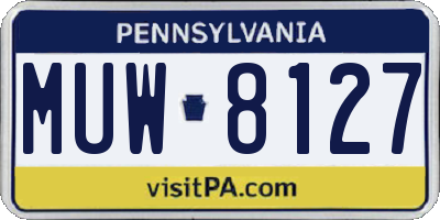 PA license plate MUW8127