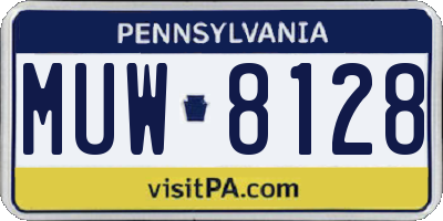 PA license plate MUW8128