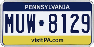 PA license plate MUW8129