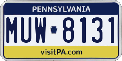 PA license plate MUW8131