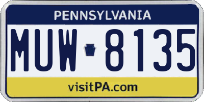 PA license plate MUW8135