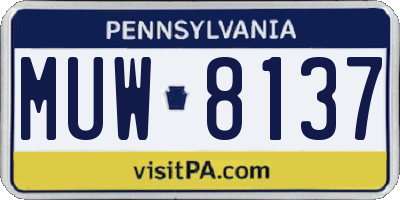 PA license plate MUW8137