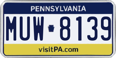 PA license plate MUW8139