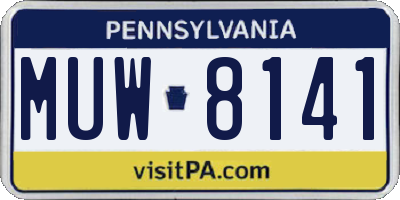 PA license plate MUW8141