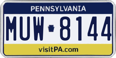 PA license plate MUW8144