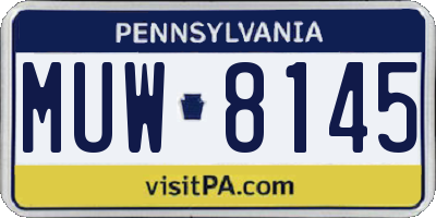 PA license plate MUW8145