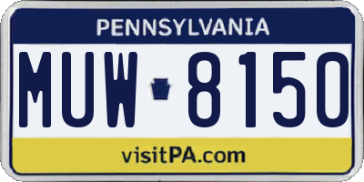 PA license plate MUW8150