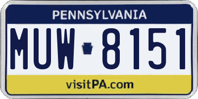 PA license plate MUW8151