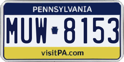 PA license plate MUW8153