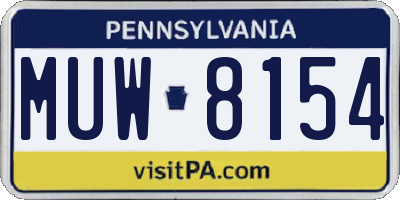 PA license plate MUW8154