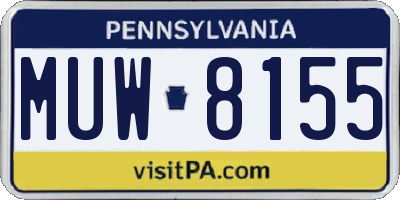 PA license plate MUW8155