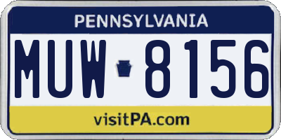 PA license plate MUW8156