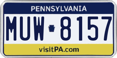 PA license plate MUW8157