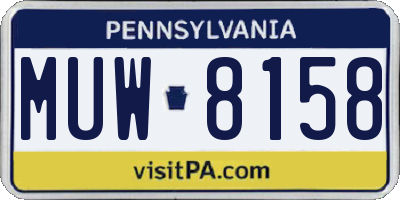 PA license plate MUW8158